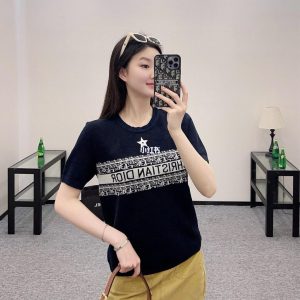 Luxury Designer Dior Jacquard Short Sleeves For Spring