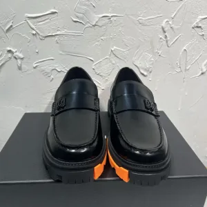 Designer Ami Derby Shoes Black Cowhide Spring Autumn Patch