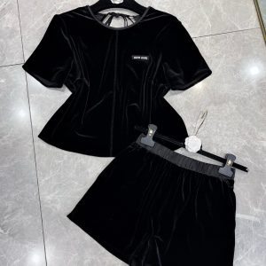 Aaa High Quality Miu Miu Velvet Short-Sleeved Shirts