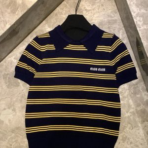 Designer Aaa Miu Miu Jacquard Short Sleeves