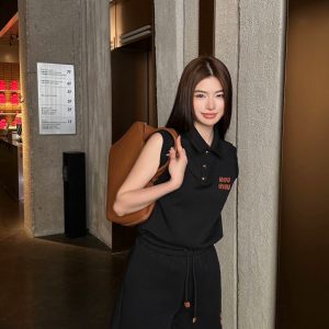 Luxury Miu Miu Leather Sleeveless