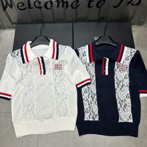 High Quality Designer Miu Miu Lace Short Sleeves