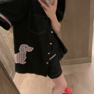 Designer High Quality Thom Browne Denim Short-Sleeved Shirts