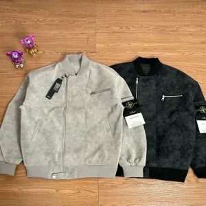 Reps AAA Stone Island Jacket Red Pu Leather Exquisite Workmanship Street Style Patch