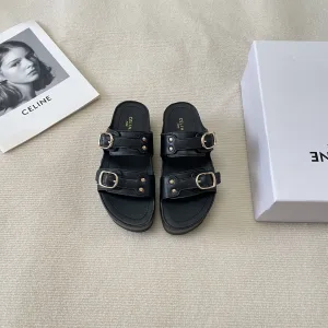 Luxury Celine Slippers Genuine Leather Summer Early Patch