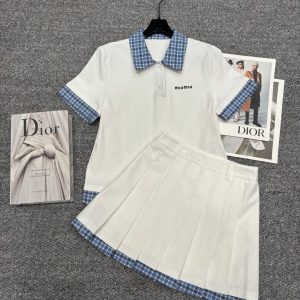 Luxury High Quality Miu Miu Plaid Short-Sleeved Shirt