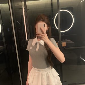 Designer Miu Miu Lace Short-Sleeved Shirts