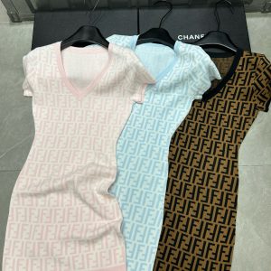 Designer High Quality Fendi Jacquard Short-Sleeved Top