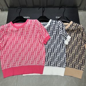 Designer Luxury Fendi Jacquard Short Sleeves