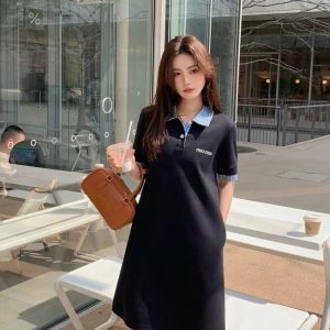 Luxury Miu Miu Plaid Short-Sleeved Shirts