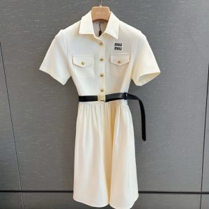 High Quality Miu Miu Gold Short-Sleeved Shirts