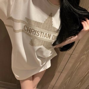 Luxury Dior Gold Short-Sleeved T-Shirt