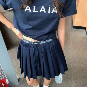 High Quality Aaa Miu Miu Pleated Skirt