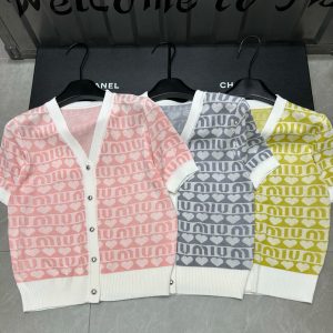 High Quality Miu Miu Jacquard Short-Sleeved Shirts