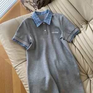 High Quality Miu Miu Plaid Short-Sleeved Shirts