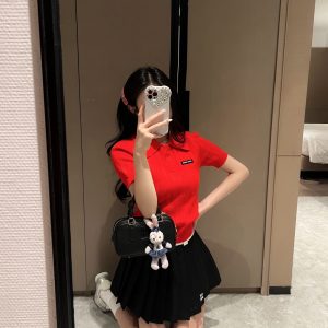 1:1 Aaa Miu Miu Silk Short-Sleeved Polo Shirt
