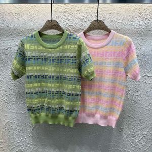 Luxury Aaa Fendi Jacquard Short Sleeves