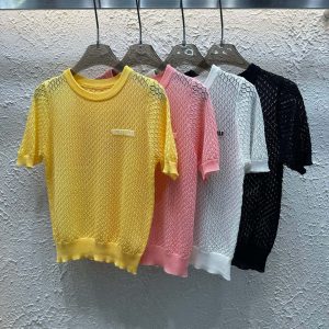 High Quality Luxury Miu Miu Jacquard Short Sleeves