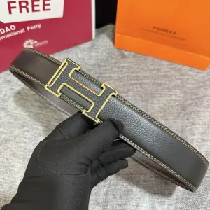 Designer Hermes Belt Red Top-Grain Cowhide