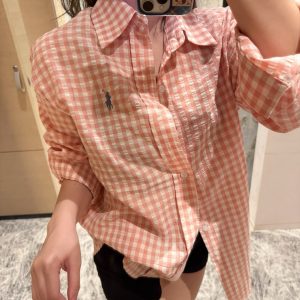 High Quality 1:1 Ralph Lauren Plaid Long-Sleeved Shirt