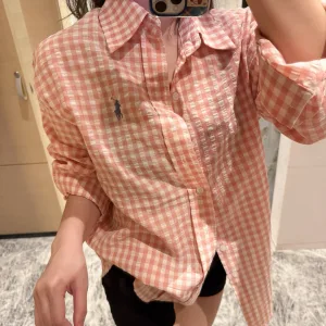 High Quality 1:1 Ralph Lauren Plaid Long-Sleeved Shirt