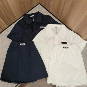 Designer Miu Miu Lace Short-Sleeved Shirts