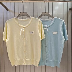 Luxury High Quality Miu Miu Lace Short-Sleeved Shirts