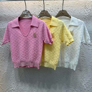 Luxury Designer Louis Vuitton Jacquard Short-Sleeved Shirt