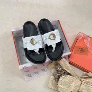 Luxury AAA Hermes Flip-Flops Ash Genuine Leather Suede Spring Summer Early