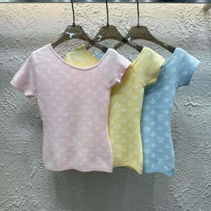Luxury Louis Vuitton Jacquard Short Sleeves