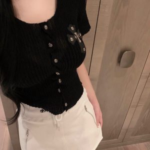 High Quality 1:1 Chrome Hearts Leather Short Sleeves