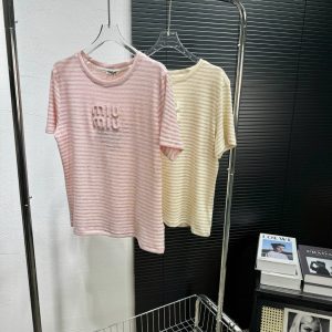 Aaa Designer Miu Miu Linen Short-Sleeved T-Shirt
