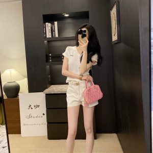 Luxury Miu Miu Jacquard Short-Sleeved Shirt For Summer