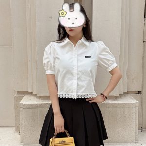 1:1 Miu Miu Lace Short-Sleeved Shirt