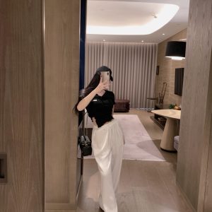 Designer Miu Miu Lace Short-Sleeved Shirt