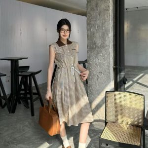 1:1 High Quality Miu Miu Plaid Sleeveless Dress
