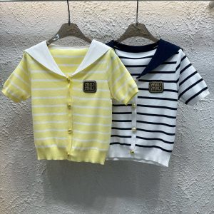 Designer High Quality Miu Miu Gold Short Sleeves