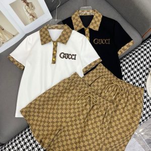 Designer Luxury Gucci Gold Short-Sleeved Shirts