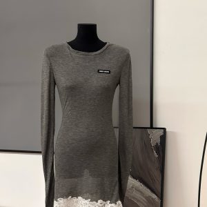 Aaa Miu Miu Lace Long-Sleeved T-Shirt