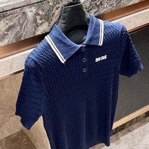 High Quality Luxury Miu Miu Jacquard Short Sleeves