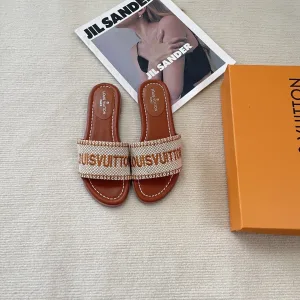 Reps Louis Vuitton Slippers Red Pu Outsole Tpu