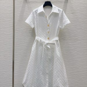 Luxury Designer Louis Vuitton Jacquard Short-Sleeved Shirts