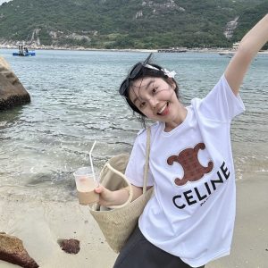 1:1 Celine Leather Short-Sleeved T-Shirt
