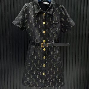 Designer Luxury Saint Laurent Gold Short-Sleeved Shirts