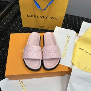 Reps Louis Vuitton Slippers Red Sheepskin