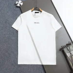 High Quality Designer Prada Short-Sleeved T-Shirt Red Cotton Pure