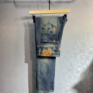 Reps Designer Louis Vuitton Jeans Red Cotton Denim Spring Summer