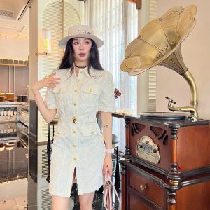 Luxury Aaa Louis Vuitton Gold Short-Sleeved Shirts