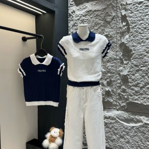 High Quality Miu Miu Jacquard Short Sleeves
