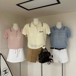 1:1 Miu Miu Jacquard Short Sleeves